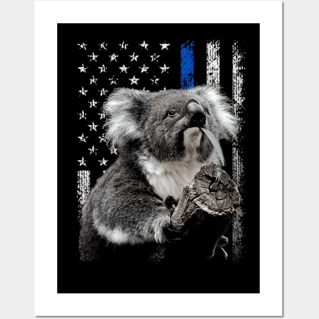 Koala American Flag Tee for Admirers of Australian Wildlife Wall Art by Gamma-Mage